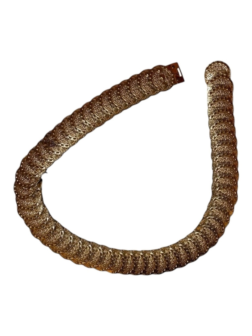 VINTAGE Elastic Medallion Coin Belt in Gold (Tone)